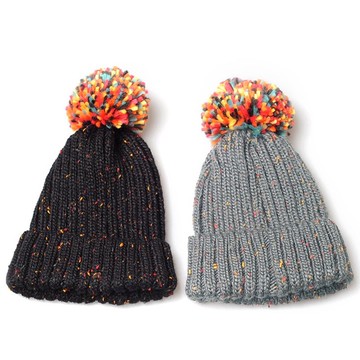 帽子專賣店【韓國進口‧正韓‧韓製─ PM72 厚款點點彩色毛球毛帽/毛帽/針織帽/帽子  】現貨 POM