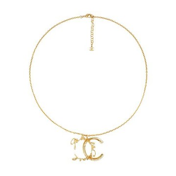 Chanel 展示品 Mark Gabrielle 標誌鑲鑽雙C造型項鍊(金)