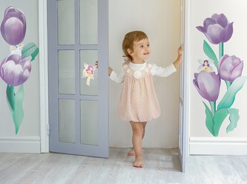 QuickFilm 靜電無痕裝飾牆貼-童話花園系列-高貴的鬱金香 (紫)