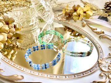 亞馬遜石 綠東菱 藍東菱 盤珠手鍊 水晶手鍊 手作水晶手鍊