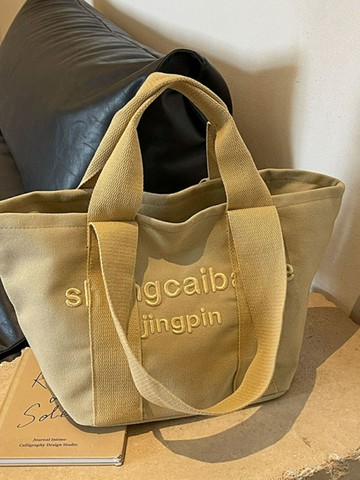 大容量托特包肩背包 休閑大容量包包女夏季百搭簡約單肩包帆布托特包大學生上課通勤包