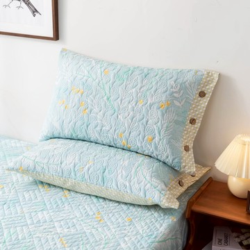 美式清新全棉枕套一對裝加厚純棉夾棉絎縫48×74cm單人枕頭套枕罩