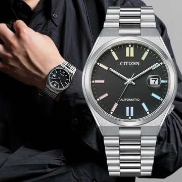 CITIZEN 星辰 Mechanical 彩色時標 不鏽鋼 三針機械錶-黑 NJ0151-53E