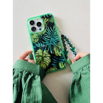 ssself新款彩框天然貝母系列手機殼適用蘋果16promax森林綠框軟膠熱帶雨林iphone15pro時尚高端握感手感防摔