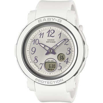 CASIO 卡西歐 BABY-G 金屬色易讀數字雙顯女錶 電子錶-柔和白 送禮 禮物 推薦(BGA-290SA-7A)