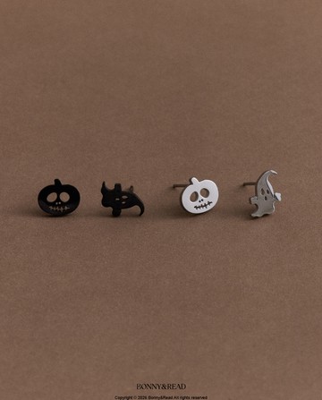 [鋼飾] 夜幕幽靈與南瓜耳環 / 2色 / Nightfall Ghosts & Pumpkins Earring