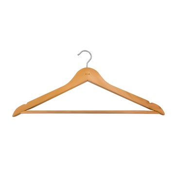 HOLA 和樂家居 肩帶型附吊褲桿荷木衣架3件組 44.5 x 1.2 x 23cm  淺木色  1組