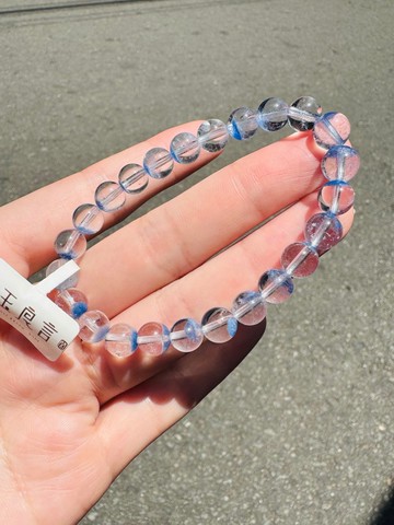 高品玻璃體透藍線石水晶7.5mm15.2g防甲狀腺亢進加強表達能力