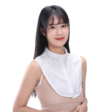 （電子發票/時尚單品假領襯衫）台灣出貨/時尚個性歐根紗拼接玫瑰花百變造型蕾絲假衣領/疊穿裝飾襯衣領雪尼爾內搭花領襯衫
