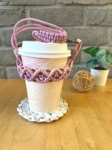 編織飲料提帶/柔霧編織/撞色窗花/可扣式/提繩