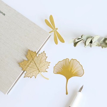 精紋葉脈黃銅書簽梧桐葉銀杏葉菩提葉金屬鏤空工藝品禮品刻字定制精美畢業禮物