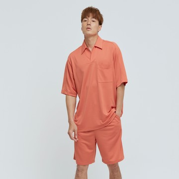 Cozee-抗菌古巴領套頭上衣(中性)-麥加橙M-XL