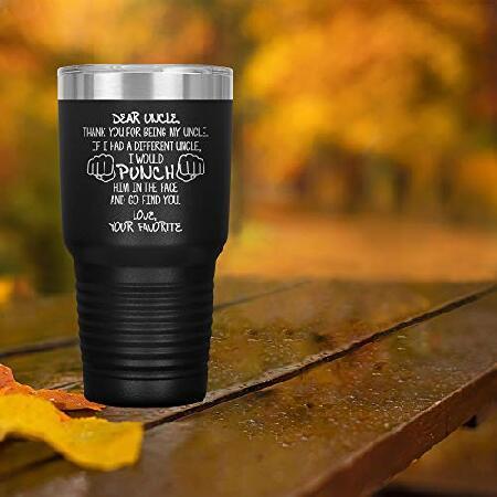 Uncle Tumbler Travel Mug Coffee Cup Funny For Birthday Best Idea Ever From Niece Nephew C-49E (30oz, Black)