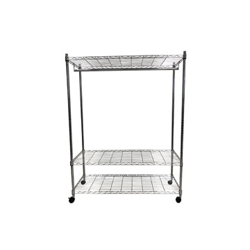 我塑我形 120 x 45 x 140 cm MIT耐重移動式萬用鐵力士鍍鉻三層收納架 - 含衣桿 置物架 鐵力士架