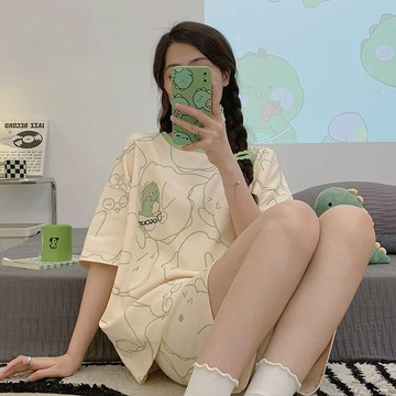 台灣出貨 夏季睡衣女 短袖短褲睡衣套裝 大碼睡衣 居家服 女性睡衣 女生睡衣 大尺碼居家睡衣 家居服 女睡衣 可愛睡衣