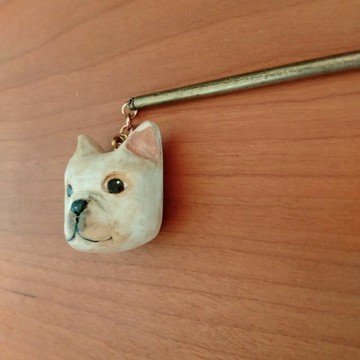 【特別優惠價】法鬥犬造型 木製髮簪