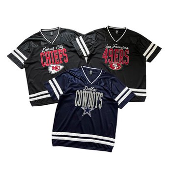 出口北美球迷款橄欖球隊刺繡短袖 速干網眼運動休閑潮流T恤