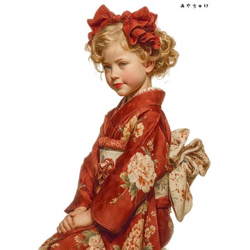 【12月新品4】07-114-0145 人物貼紙 和服復古