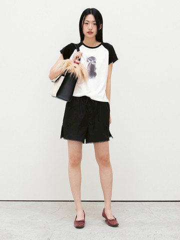 Lace Trimming Trunk Shorts_Black