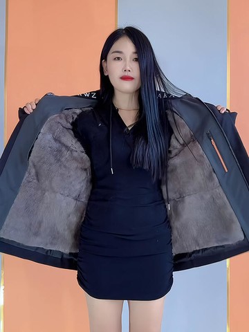 快速出貨  千人收藏【免運】皮草大衣 皮草外套 加絨外套 派克服男銀蘭水貂絨可拆卸內膽雷克斯兔冬季皮毛一體海寧真皮衣草外套