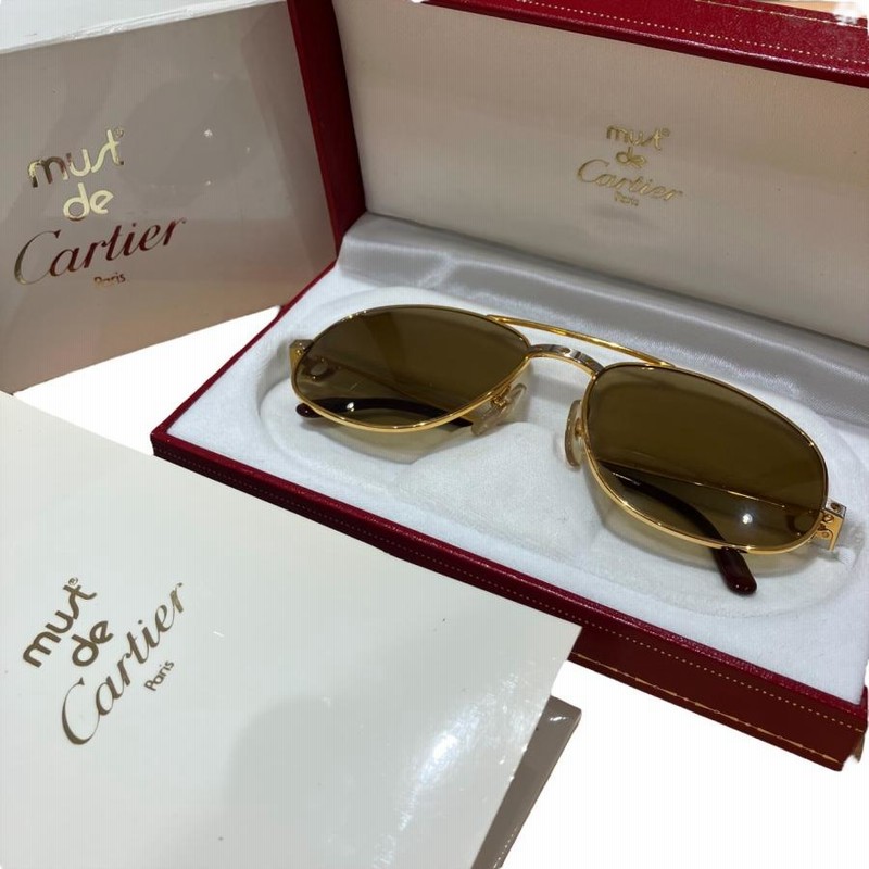 Cartier Must de Cartier メガネ ゴールド 美品 カルティエ サントス