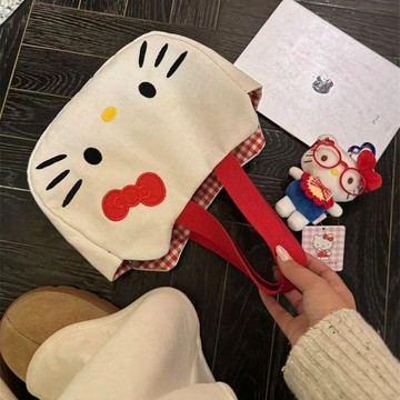 ❤️在臺好貨❤️2026新款可愛Kitty帆布袋卡通上班通勤包包手拎包女大容量手提包
