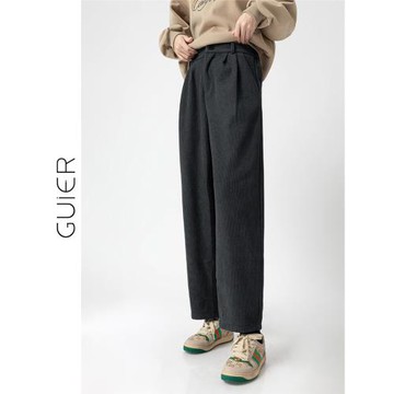 桂兒「歐棉絨」保暖不臃腫！黑色燈芯絨休閑褲女顯瘦西裝加絨褲子