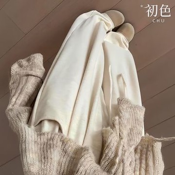 初色 慵懶風純色雙口袋鬆緊腰寬鬆闊腿褲休閒褲寬褲長褲-共4色-16864(M-XL可選)