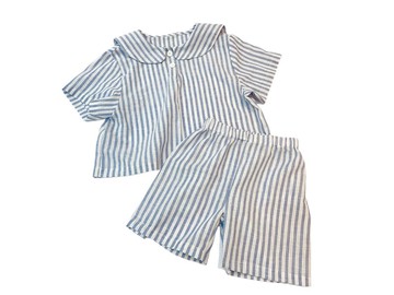 【台灣製手創】輕軟棉紗水手領套裝