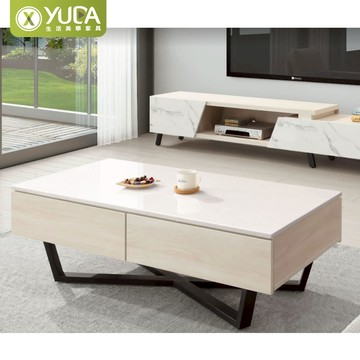 【YUDA】安卡拉石面大茶几組 客廳多功能四抽矮桌 沙發桌 H26Y A302-01(北部免運)