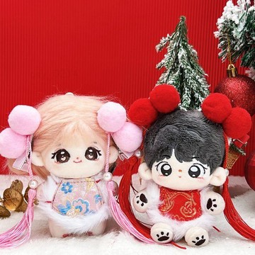 台灣出貨 10cm新年娃衣 10cm娃衣 自嘲熊娃衣 新年娃衣 新年肚兜10cm娃衣 拜年紅色換裝棉花娃娃拜年服 娃衣