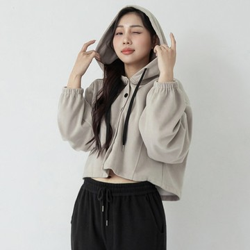 短版撞色連帽排釦外套