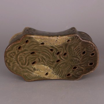 耀州窯青釉鏤空仙鶴紋瓷枕 仿宋代出土舊貨古玩古董瓷器收藏擺設