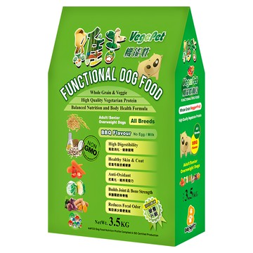 VegePet 維吉 全犬種機能性素狗食 全穀物和蔬菜 適合成犬/老犬超重犬  碳烤素燻肉  3.5kg  1袋