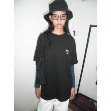 Taxiphone基本款寬松火焰字母T恤全棉T恤短袖男女中性fire logoT