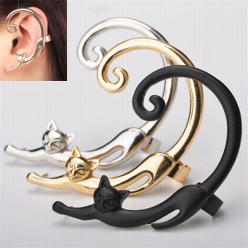 ネコのイヤーカフピアス 1個販売 クロネコ 黒猫 ブラック 黒色 ゴールド 金色 シルバー 銀色 キャット 猫 アニマル 動物 イヤーラップ メ 通販 Lineポイント最大1 0 Get Lineショッピング