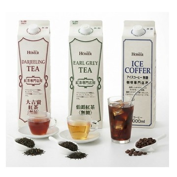 無糖咖啡 HOMER即飲咖啡 紅茶 1000ml 6瓶組 (無糖 大吉嶺 伯爵紅茶)
