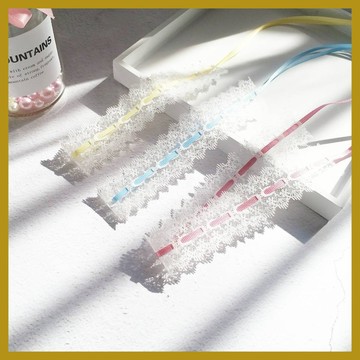 日韓飾品 少女風超僊係帶蝴蝶結白色蕾絲項圈 choker頸鏈鎖骨鏈項鏈