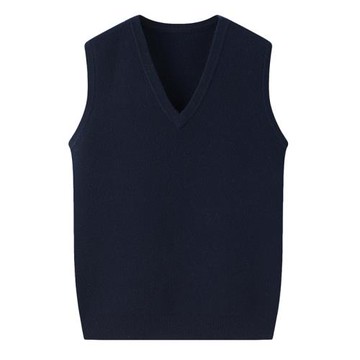 純羊絨馬甲背心男V領套頭加厚大碼秋冬寬松商務休閑純色背心E2666