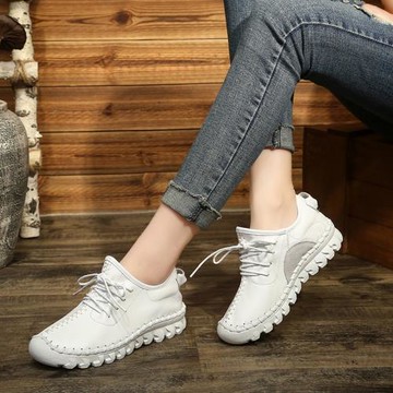 真皮小白鞋2023新款真皮軟底旅游百搭球鞋大碼42秋冬加絨保暖棉鞋