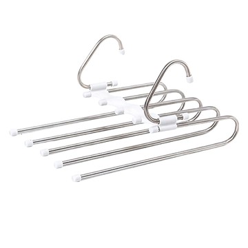 五層摺疊收納褲架 (防滑款) 不鏽鋼材質  34 x 25cm  3個