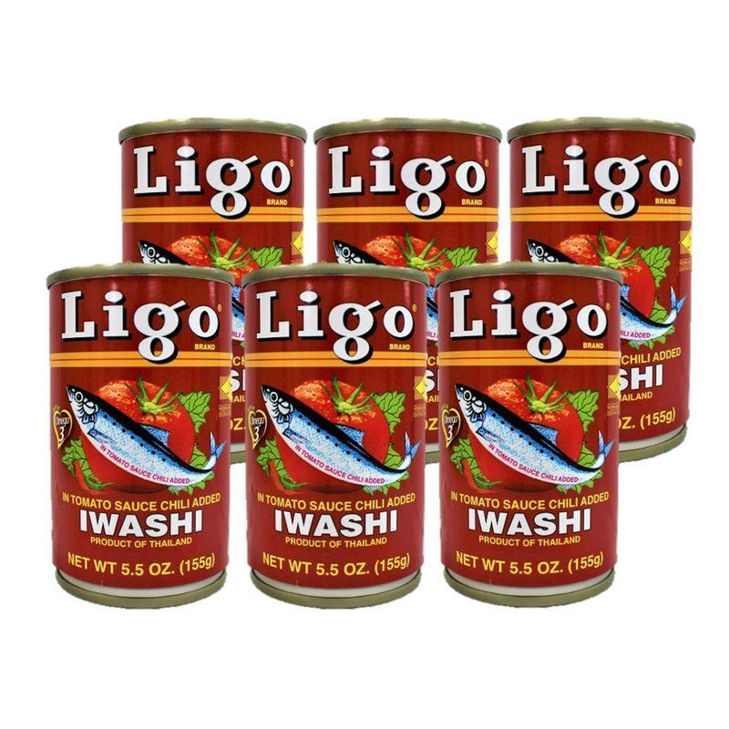 Sardines IN TOMATO SAUCE CHILI ADDED 155g×6 Ligo イワシの缶詰 トマトソース漬け