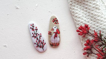 刺繡髮夾鵝髮夾農場嬰兒配件