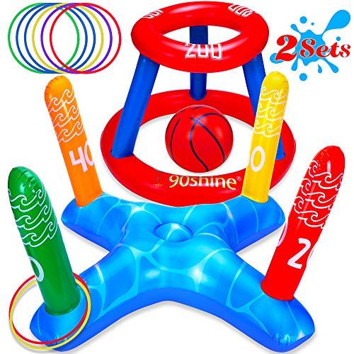 Pool Toys Games Set Floating Basketball HoopInflatable Ring Toss