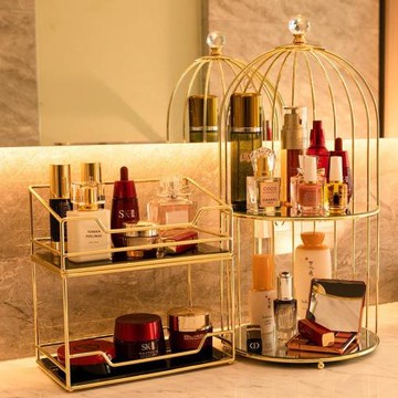 網紅玻璃化妝品收納盒浴室護膚香水梳妝臺桌面衛生間洗漱置物架