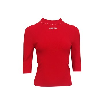 EVA紅色修身毛針織衫