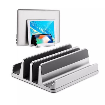 CROSSLINE立式筆記本電腦支架macbook鋁合金置物架macmini支架游戲本通用支架iPad平板電腦手機桌面收納架