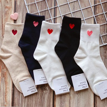 【S.One】韓國襪-韓國製造 空運來台 簡約風愛心襪 小腿襪 中筒襪 女襪 正韓襪 ETNA fashion socks