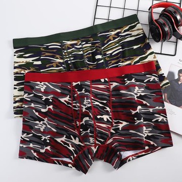 夏季肥佬加肥加大碼男士四角褲寬松舒適內褲中腰迷彩特大號平角褲