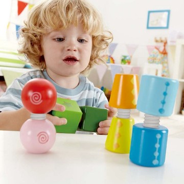 🚚快速出貨【德國Hape】 幾何螺旋組合積木｜生日禮物、週歲禮、木製玩具